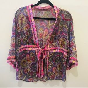 NWOT Paisley front tie swim cover S/M